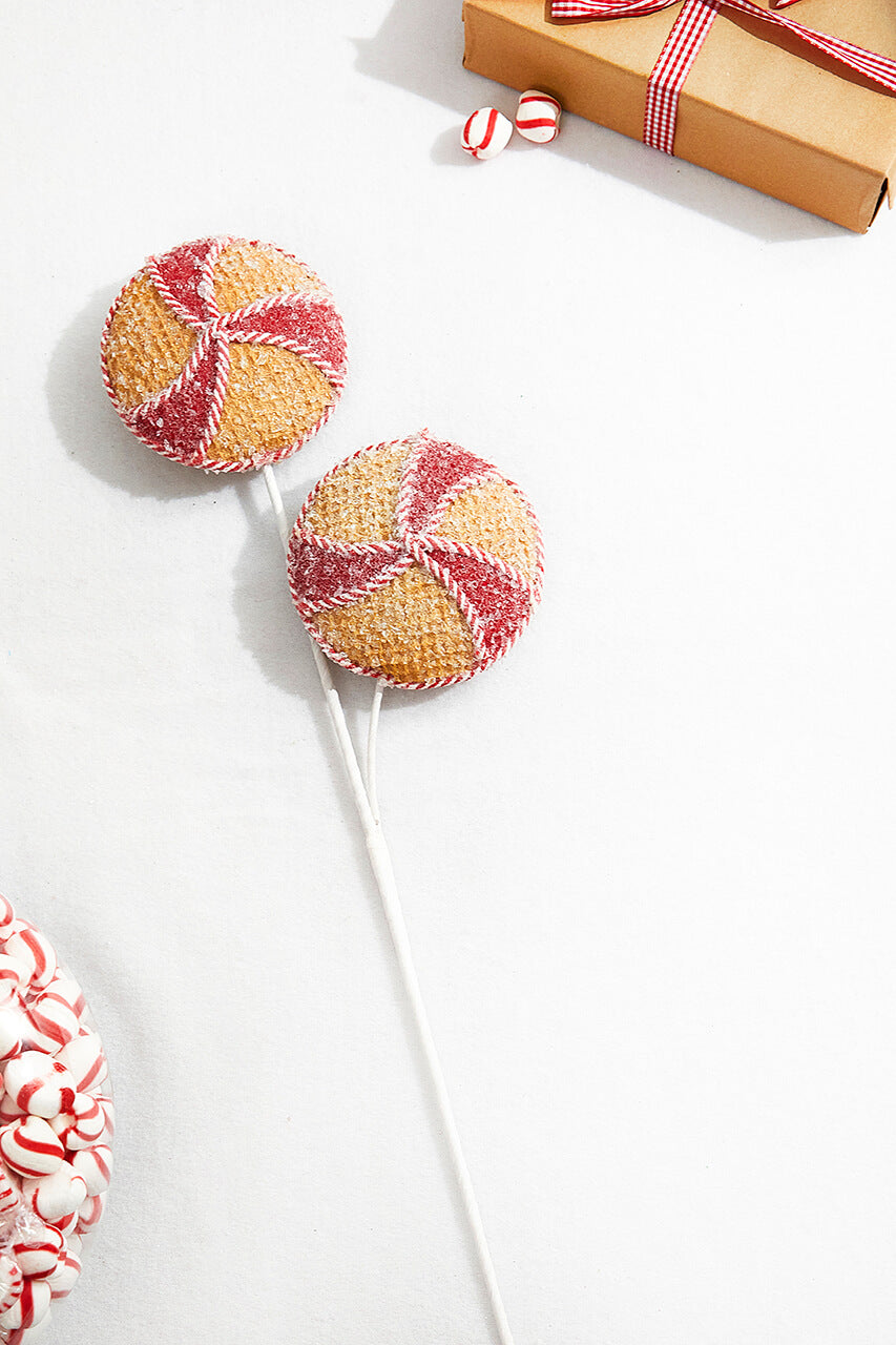 24” Red and White Peppermint Stripe Waffle Spray
