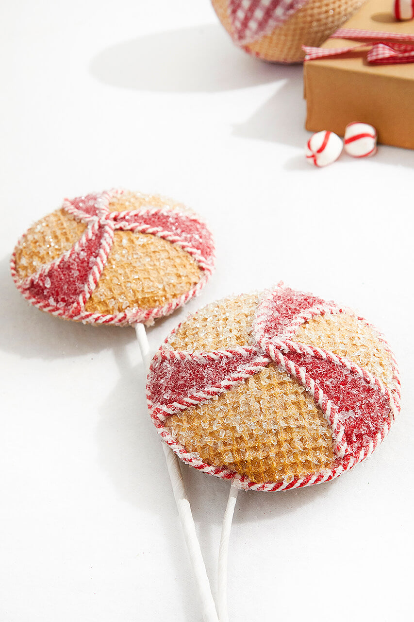 24” Red and White Peppermint Stripe Waffle Spray