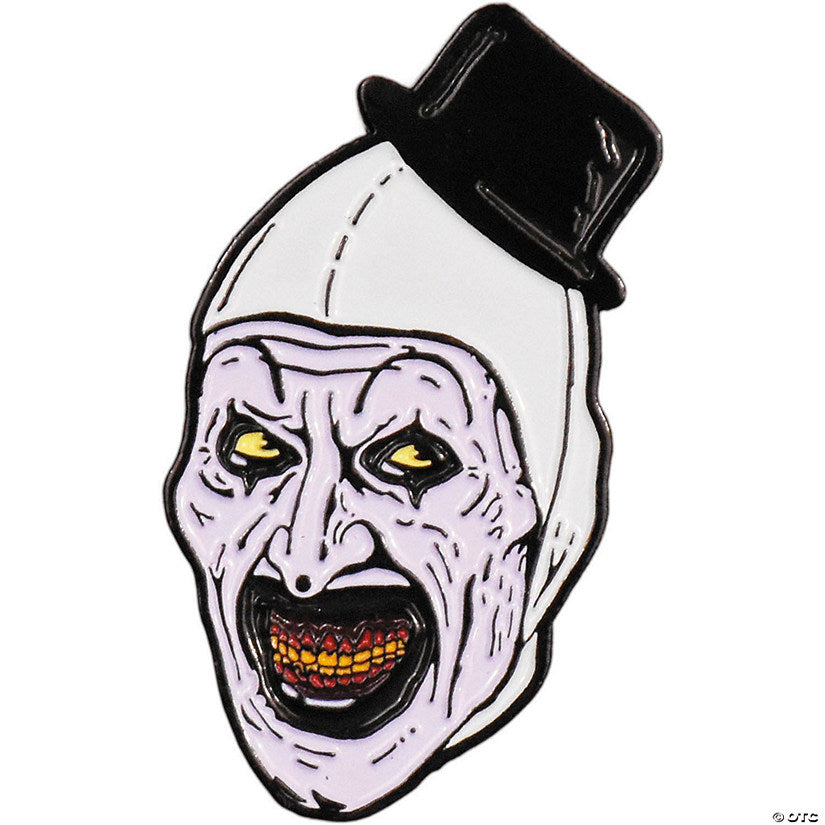 1 Piece(s): 1 1/2" Terrifier 2 Art the Clown Character Face Full-Color Enamel Pin | USA Decoration®