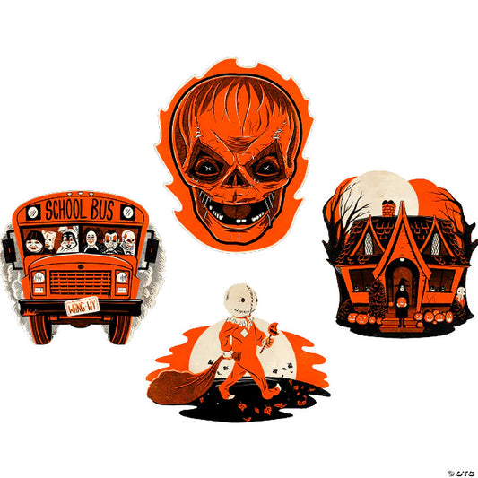 4 Pc. Trick ’r Treat™ Glow-in-the-Dark Retro Cutout Wall Decorations | USA Decoration®