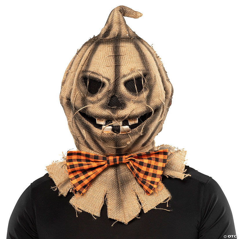 1 Piece(s): Adults Scarecrow Pumpkin Head Halloween Mask with Bowtie – One Size | USA Decoration®