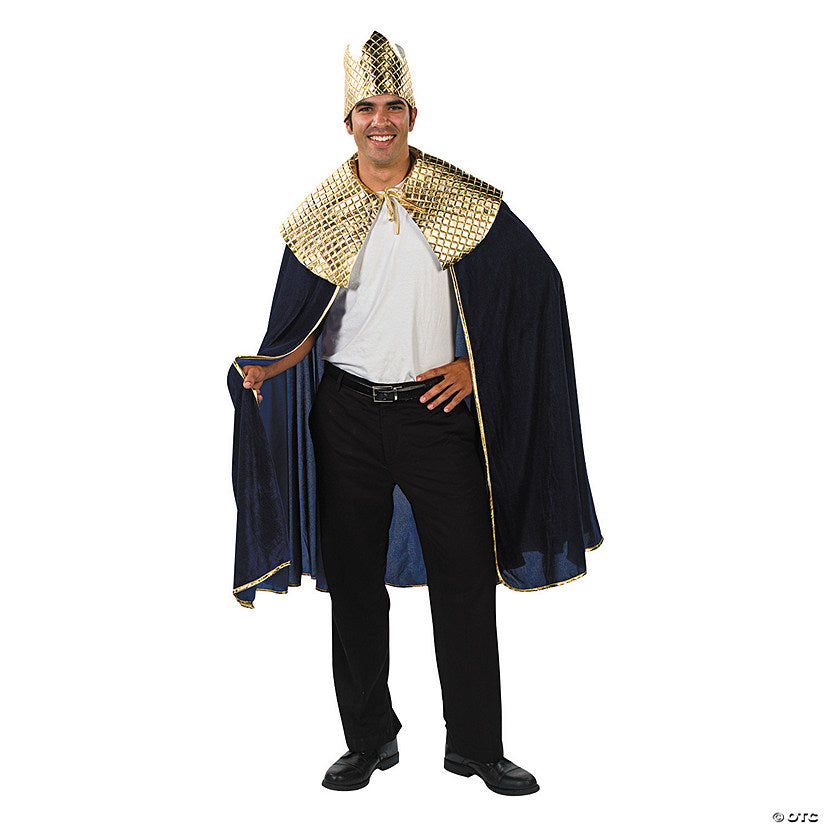 Men's Blue Wise Man's Cape with Crown Costume | USA Decoration®