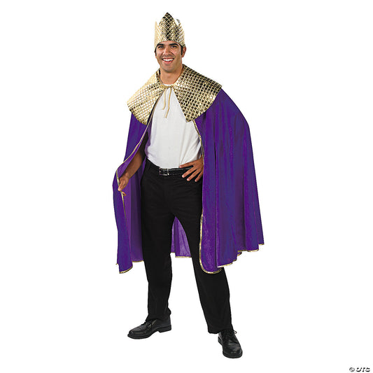 Men's Purple Wise Man's Cape with Crown Costume | USA Decoration®