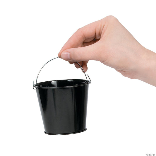 Mini Black Favor Pails - 12 Pc. | USA Decoration®
