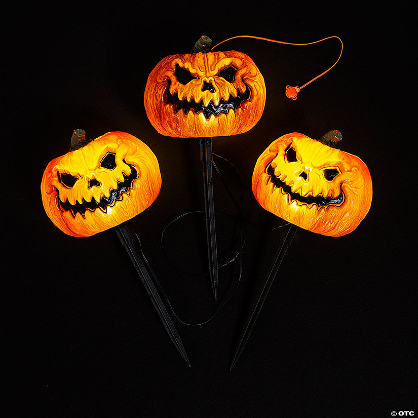 1 Set(s): Evil Jack-O'-Lantern Pathway Markers - 3 Pc. | USA Decoration®