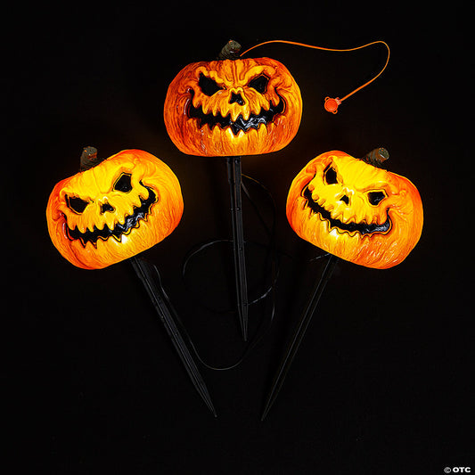 1 Set(s): Evil Jack-O'-Lantern Pathway Markers - 3 Pc. | USA Decoration®
