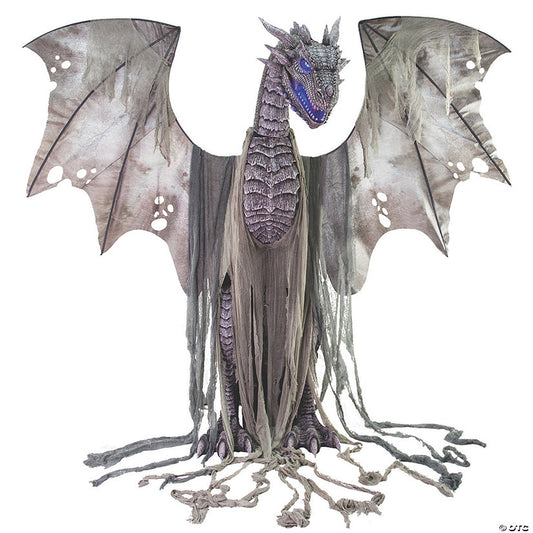 7 Ft. Animated Winter Dragon Metal Halloween Decoration with Volume Control | USA Decoration®