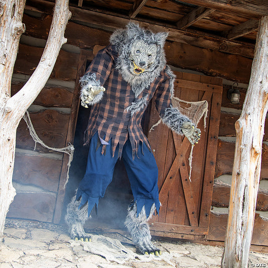 90" Animated Hulking Werewolf in Shirt Pants Halloween Decoration | USA Decoration®