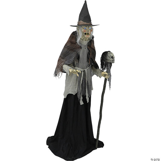 6' Lunging Witch With Digital Eyes Animated Pro | USA Decoration®