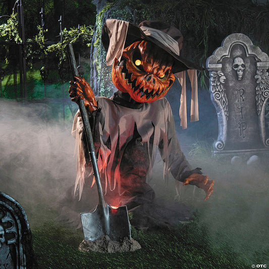 3 Ft. Animated Light-Up Pop-Up Pumpkin Head Scarecrow Halloween Decoration | USA Decoration®