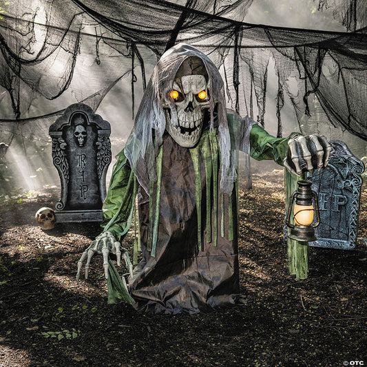 4 Ft. 10" Animated Light-Up Corroded Skeleton Reaper | USA Decoration®