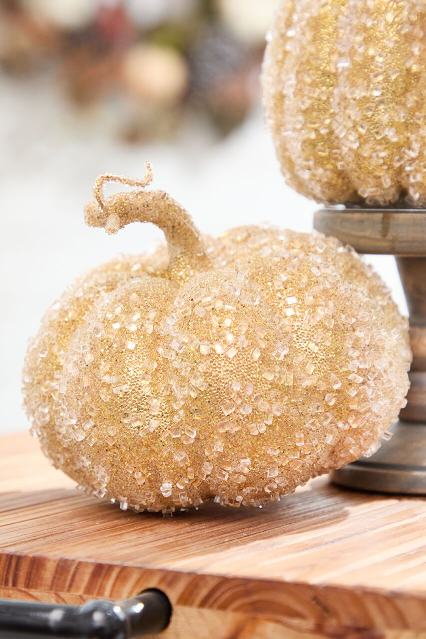 5" - 8" Iced Beaded Pumpkin