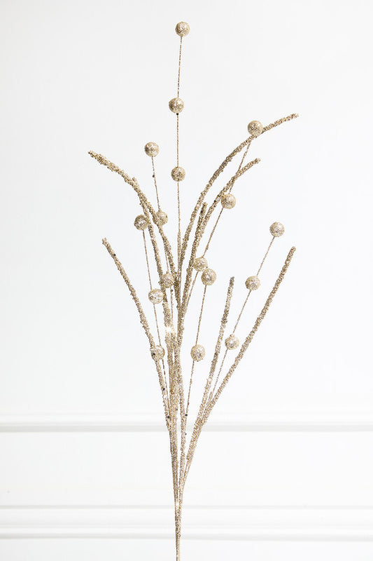 35” Champagne Glitter, Sequins & Bead Ball Spray for Holiday Decor