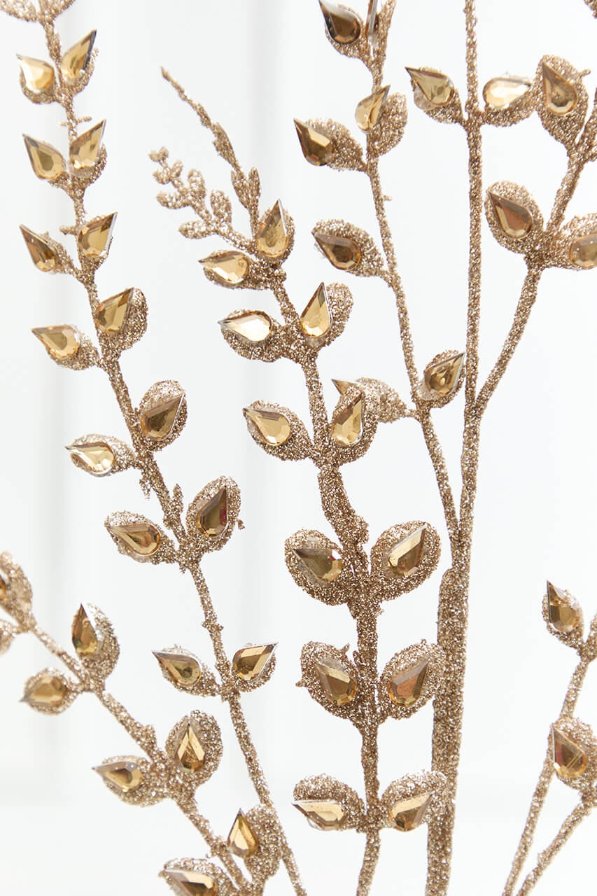33" Jeweled Gold Leaf Spray