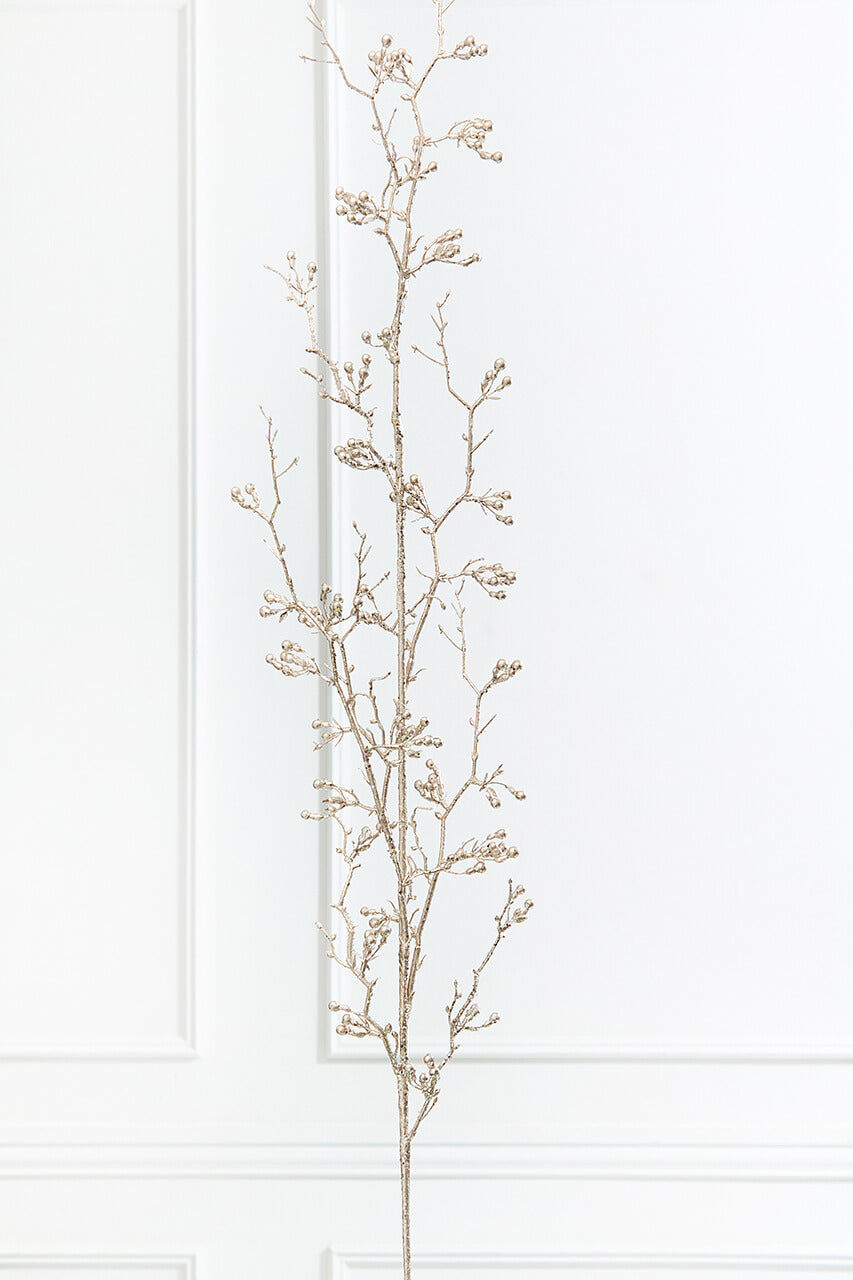 56.5" Champagne Glitter Berry Weeping Spray