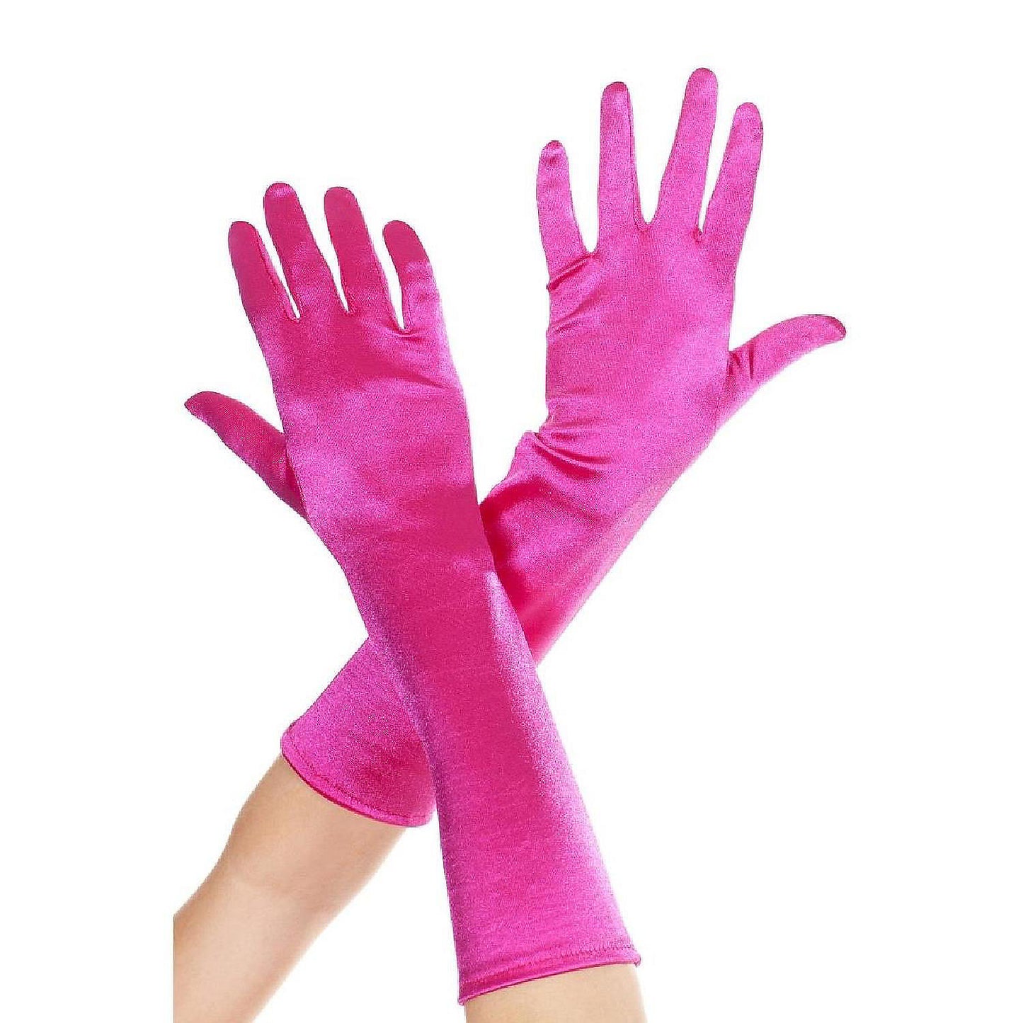Music Legs 426-HOTPINK Elbow Length Satin Gloves, Hot Pink | USA Decoration®