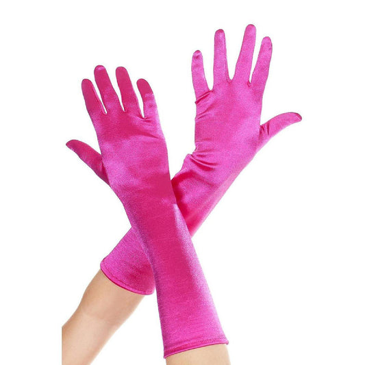Music Legs 426-HOTPINK Elbow Length Satin Gloves, Hot Pink | USA Decoration®