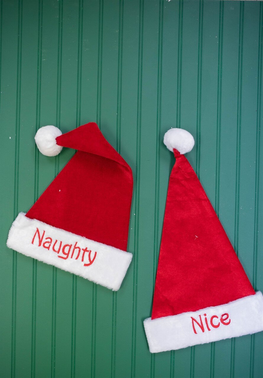 22” Reversible Santa Hat “Naughty” and “Nice”
