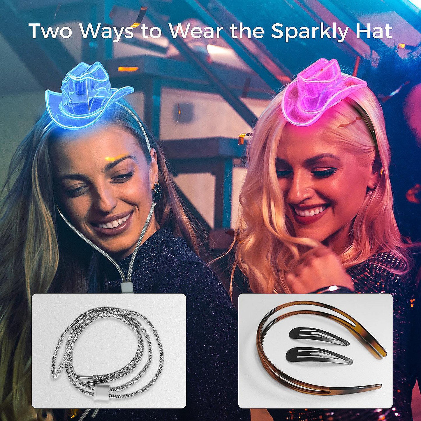 NEON COWBOY Mini Blue Lighting Hat Cowgirl | USA Decoration®