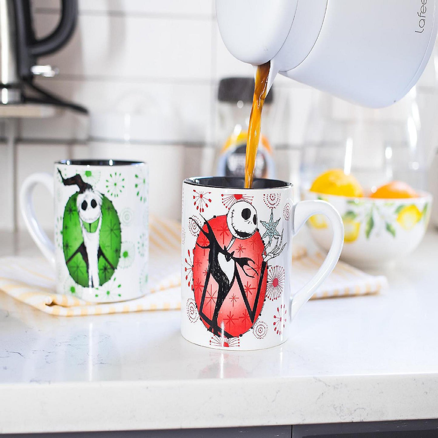 Nightmare Before Christmas Jack Holiday Mugs, Set of 2 Each Holds 14 Ounces | USA Decoration®