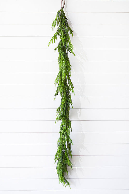 72" Real Touch Norfolk Pine Garland Lifelike Artificial Greenery for Holiday & Year-Round Decor