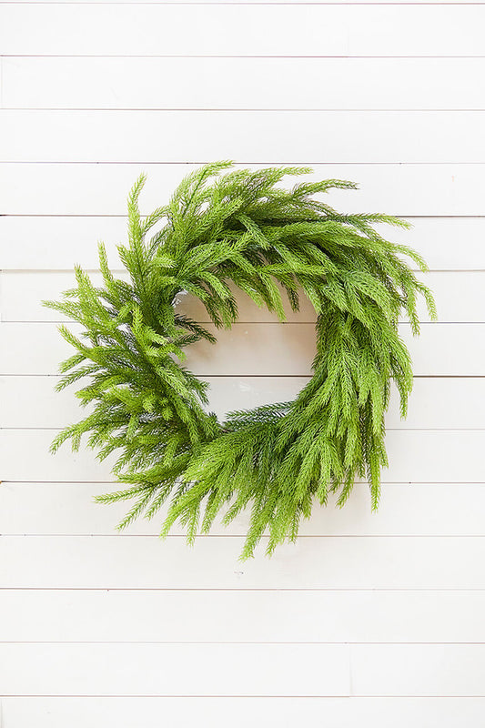 28" Real Touch Forest Norfolk Pine Wreath Lifelike & Fresh Holiday Decoration