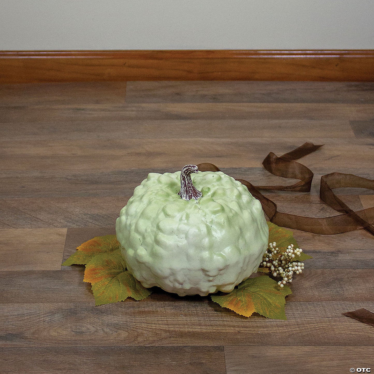 Northlight 7.5" White Textured Pumpkin Fall Halloween Statue