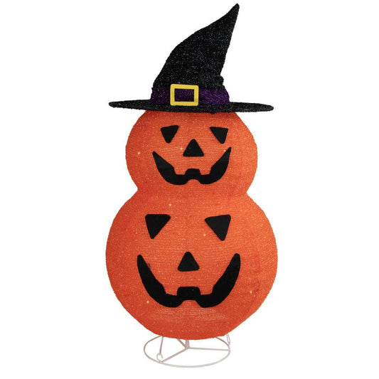 34 in. Jack-O-Lanterns in Witch's Hat Outdoor Halloween Decoration | USA Decoration