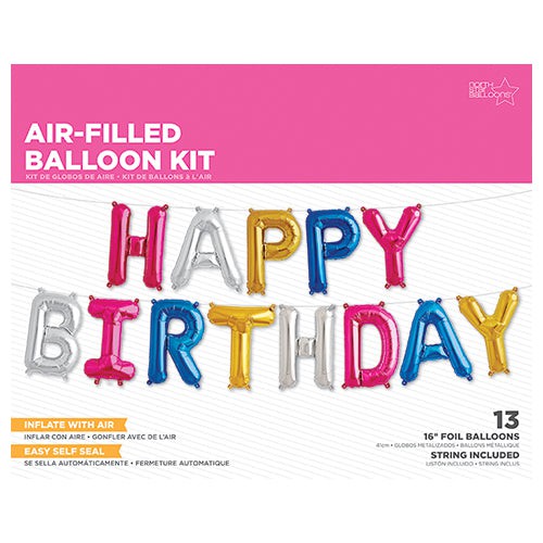 16 inch HAPPY BIRTHDAY KIT - MULTICOLOR (AIR-FILL ONLY) | USA Decoration®