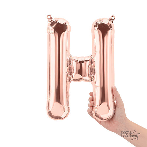 16 Inch Letter H | Northstar Rose Gold Air-Fill Balloon | USA Decoration®