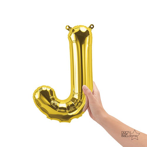 16 Inch Letter J | Northstar Gold Balloon | Party Decoration | Air-Filled Balloon