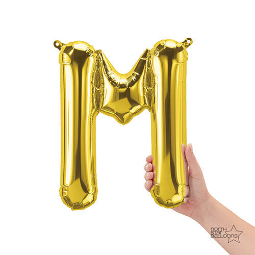 16 Inch Letter M | Northstar Gold Balloon | Party Decoration | Air-Filled Balloon