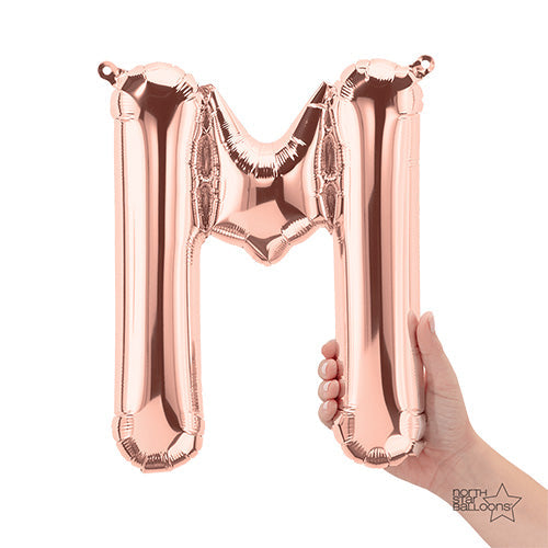 16 Inch Letter M | Northstar Rose Gold Balloon | Party Decoration | Air-Filled Balloon