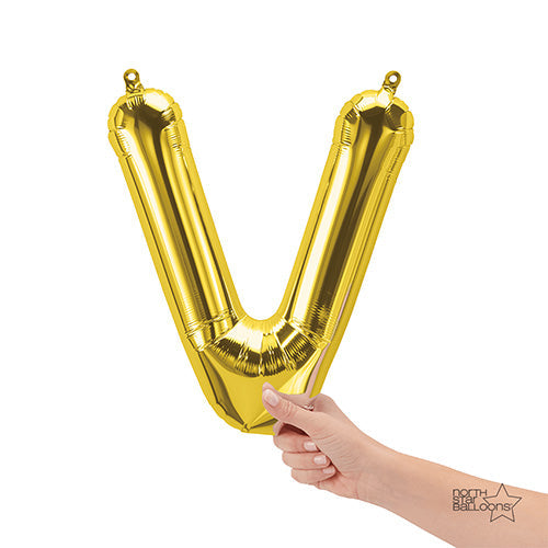 16 Inch Letter V | Northstar Gold Balloon | Party Decoration | Air-Filled Balloon