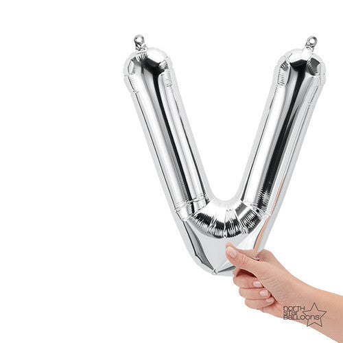 16 inch LETTER V - NORTHSTAR - SILVER (AIR-FILL ONLY) | USA Decoration®