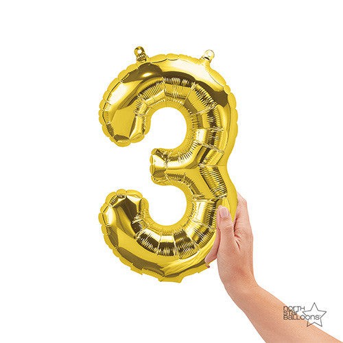 16 inch NUMBER 3 - NORTHSTAR - GOLD (AIR -FILL ONLY) | USA Decoration®