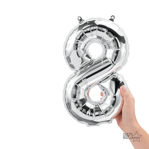 16 inch NUMBER 8 - NORTHSTAR - SILVER (AIR -FILL ONLY) | USA Decoration®