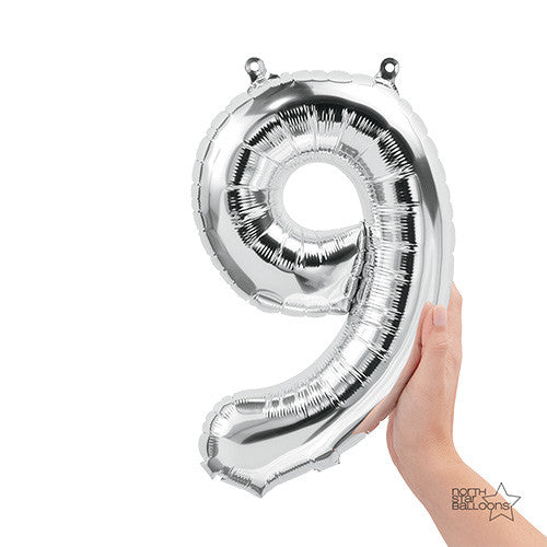 16 inch NUMBER 9 - NORTHSTAR - SILVER (AIR -FILL ONLY) | USA Decoration®