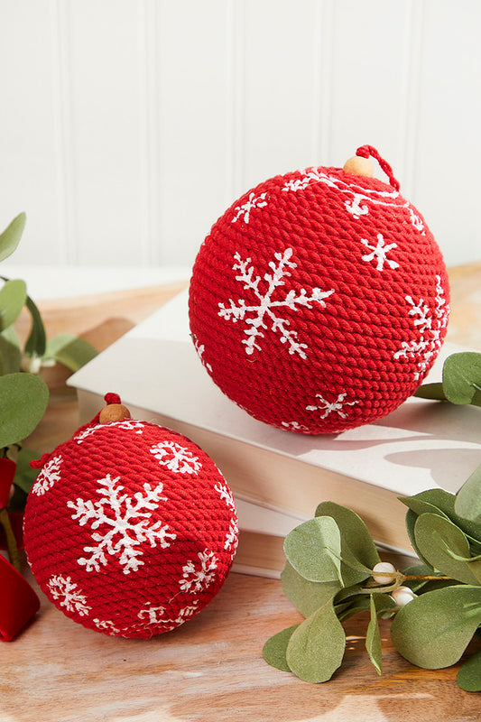 4 to 5 Inch Red Cotton Snowflake Ornament for Holiday Decor