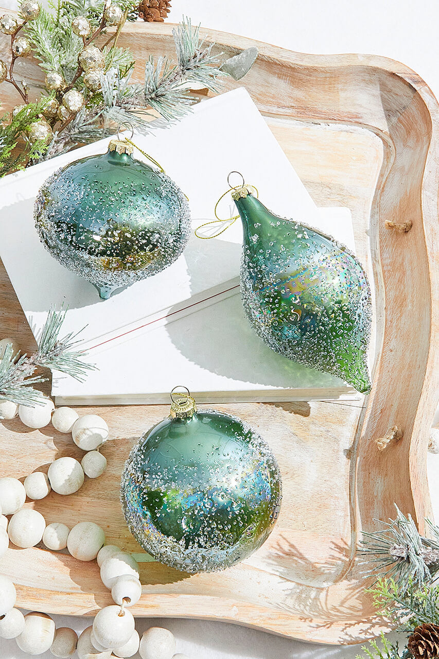 4?–6? Assorted Glass Ornament Set Mixed Shapes & Finishes