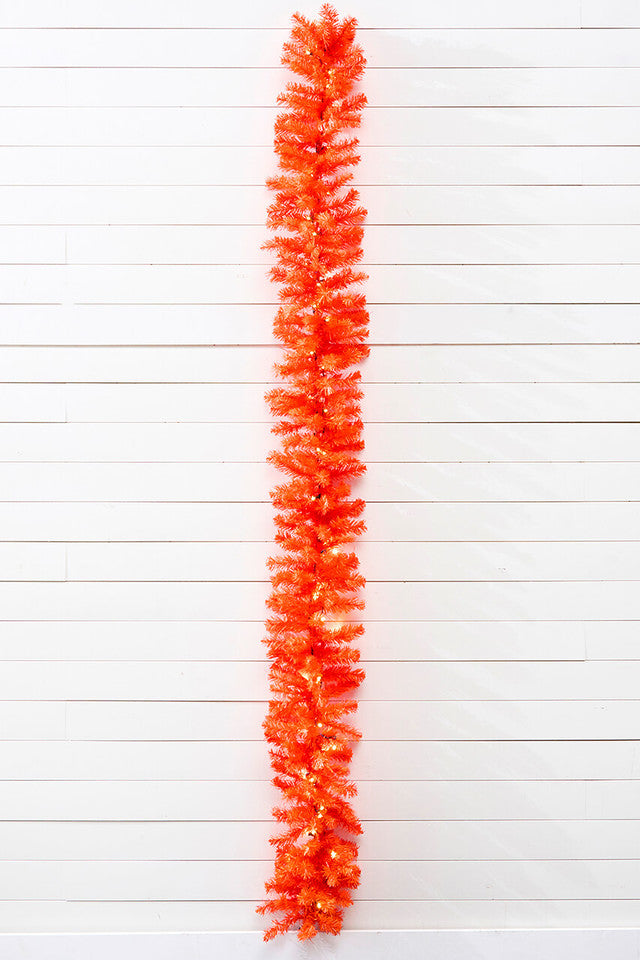 9' x 12" LED Orange Garland Bright Festive Lighted Holiday Decoration