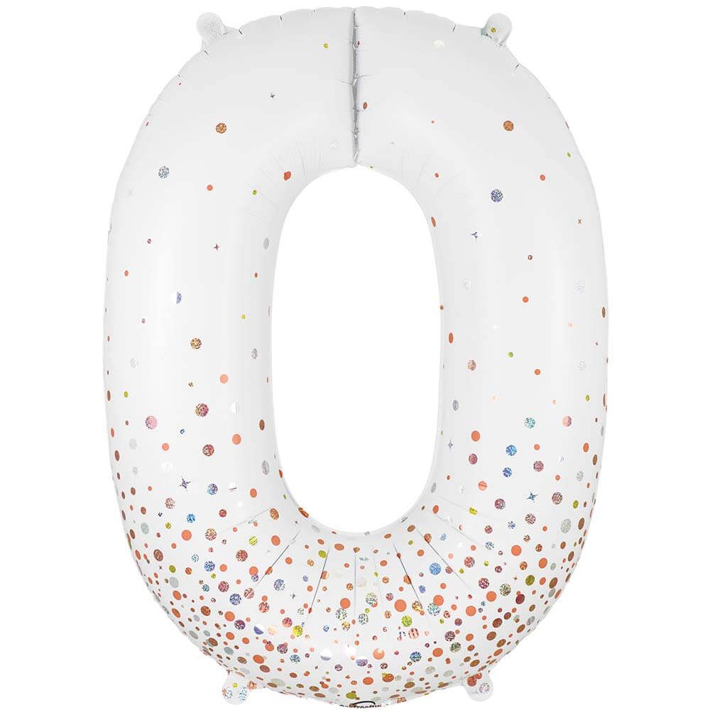 34 inch NUMBER 0 - OAKTREE - SPARKLING FIZZ HOLOGRAPHIC WHITE | USA Decoration®