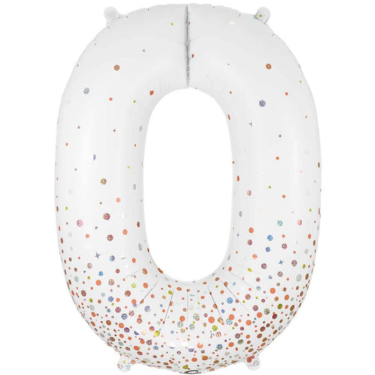 34 inch NUMBER 0 - OAKTREE - SPARKLING FIZZ HOLOGRAPHIC WHITE | USA Decoration®