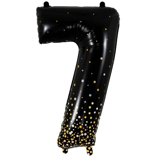 34 inch NUMBER 7 - OAKTREE - SPARKLING FIZZ HOLOGRAPHIC BLACK | USA Decoration®