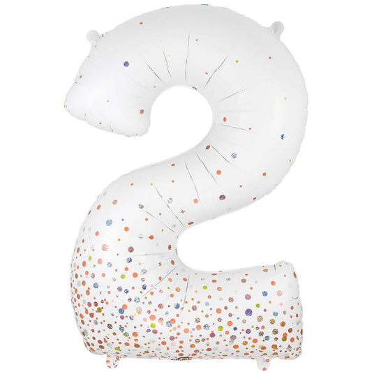 34 inch NUMBER 2 - OAKTREE - SPARKLING FIZZ HOLOGRAPHIC WHITE | USA Decoration®