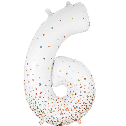 34 inch NUMBER 6 - OAKTREE - SPARKLING FIZZ HOLOGRAPHIC WHITE | USA Decoration®