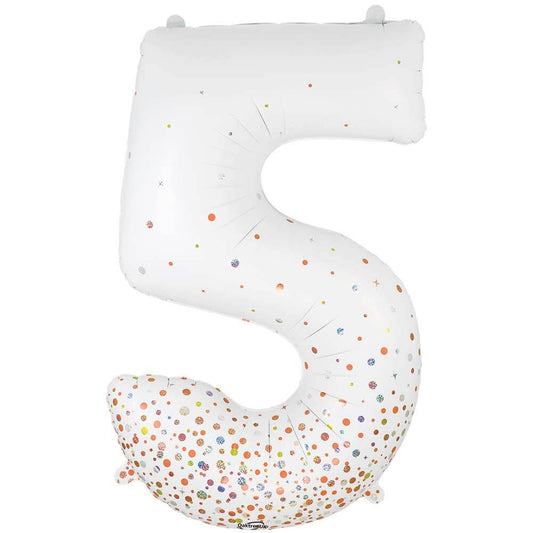 34 inch NUMBER 5 - OAKTREE - SPARKLING FIZZ HOLOGRAPHIC WHITE | USA Decoration®