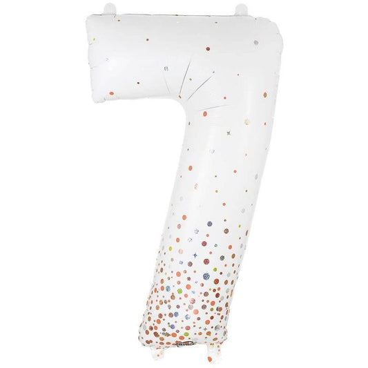 34 inch NUMBER 7 - OAKTREE - SPARKLING FIZZ HOLOGRAPHIC WHITE | USA Decoration®