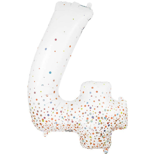 34 inch NUMBER 4 - OAKTREE - SPARKLING FIZZ HOLOGRAPHIC WHITE | USA Decoration®