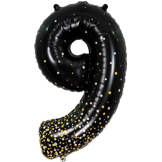 34 inch NUMBER 9 - OAKTREE - SPARKLING FIZZ HOLOGRAPHIC BLACK | USA Decoration®
